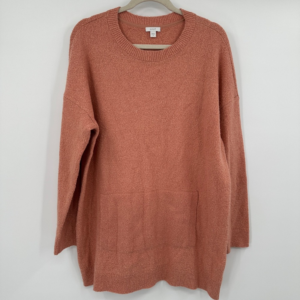 Pure Jill Women's Size M Orange‎ Textured Knit Sweater Dress with Pocket